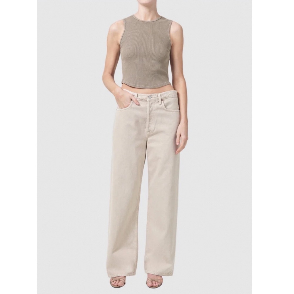 Agolde Low Slung Baggy Jean in Tusk Beige Organic Cotton Wide Leg Size 27 NEW